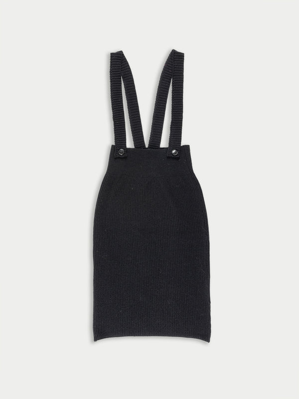 DAPHNE Ribbed Tube Knit Skirt - Black
