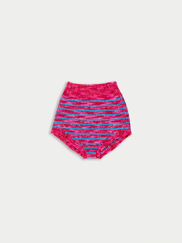 EDIE Handknitted Striped Pants - Neon Pink / Blue
