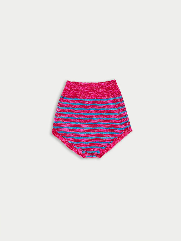 EDIE Handknitted Striped Pants - Neon Pink / Blue