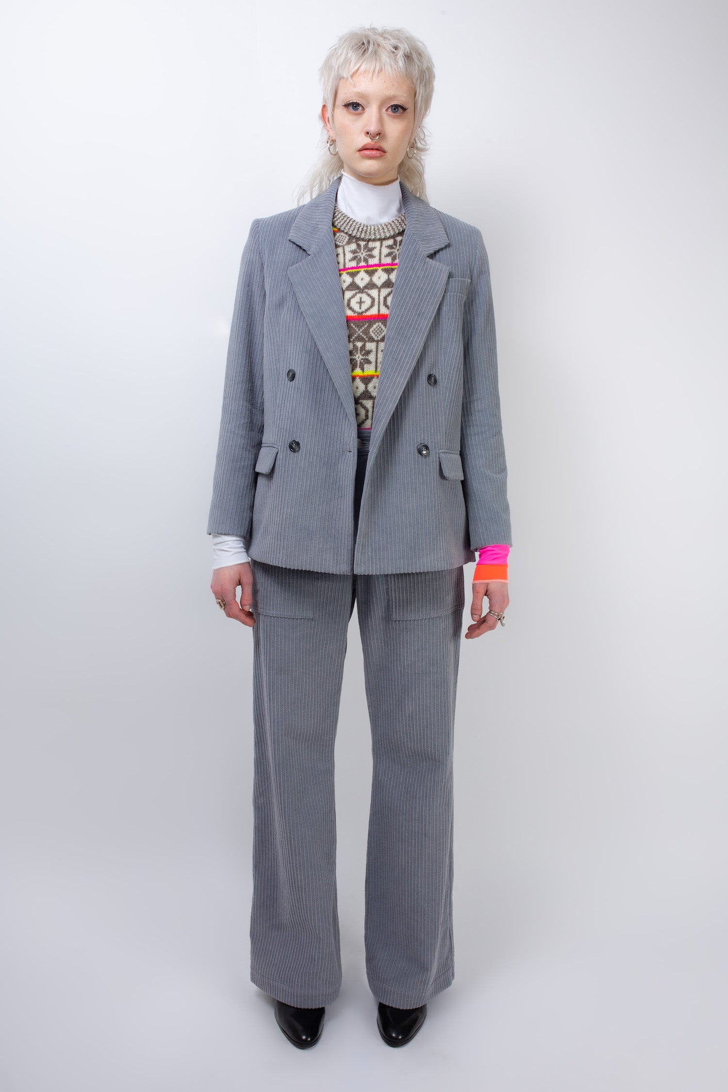 NEIL Highwaisted Corduroy Pant - Light Grey