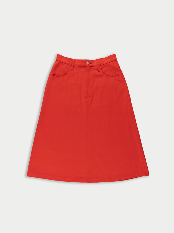 POPPY Mid Length A-line Skirt - Red