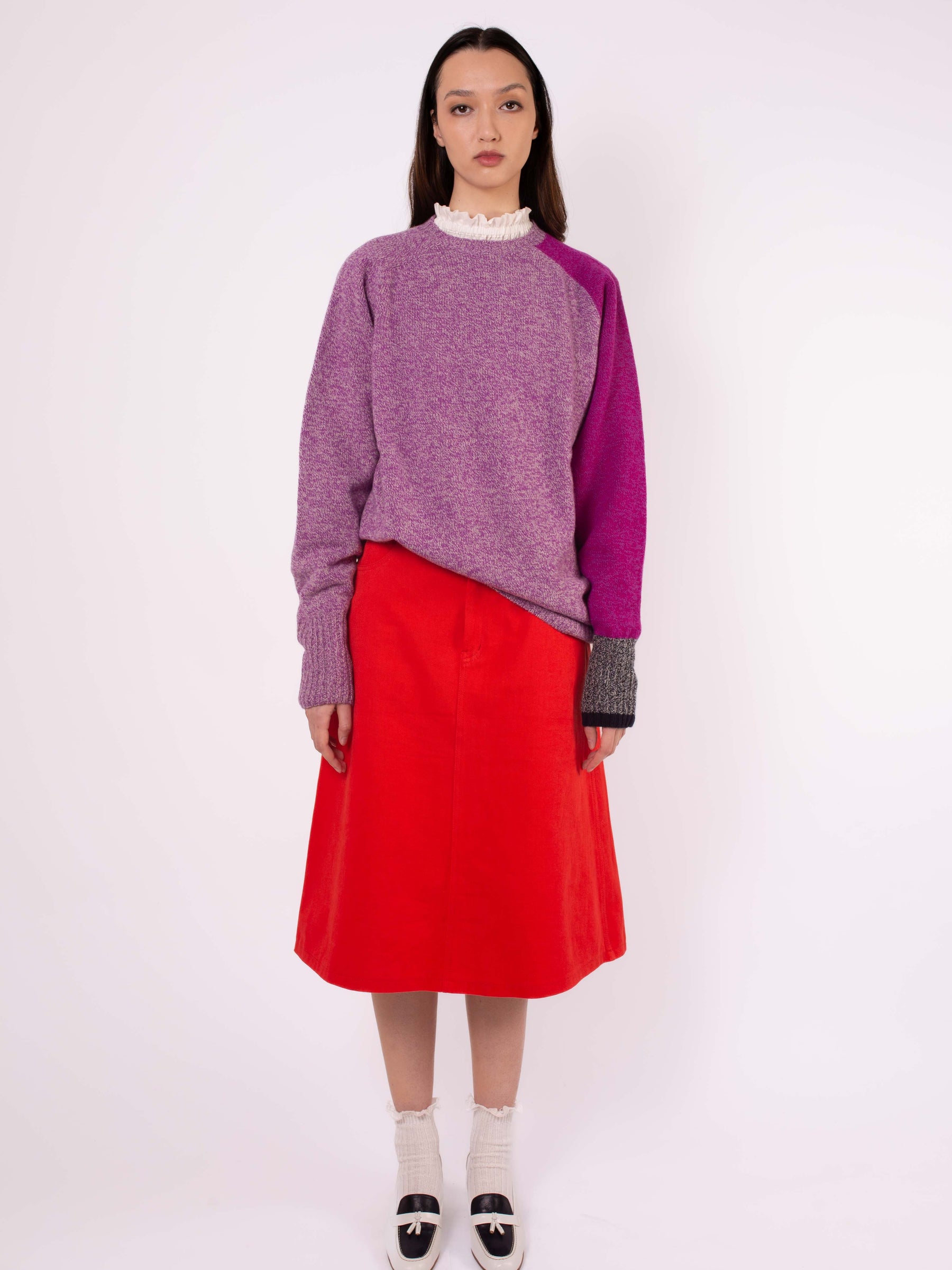 POPPY Mid Length A-line Skirt - Red