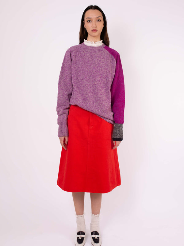 POPPY Mid Length A-line Skirt - Red