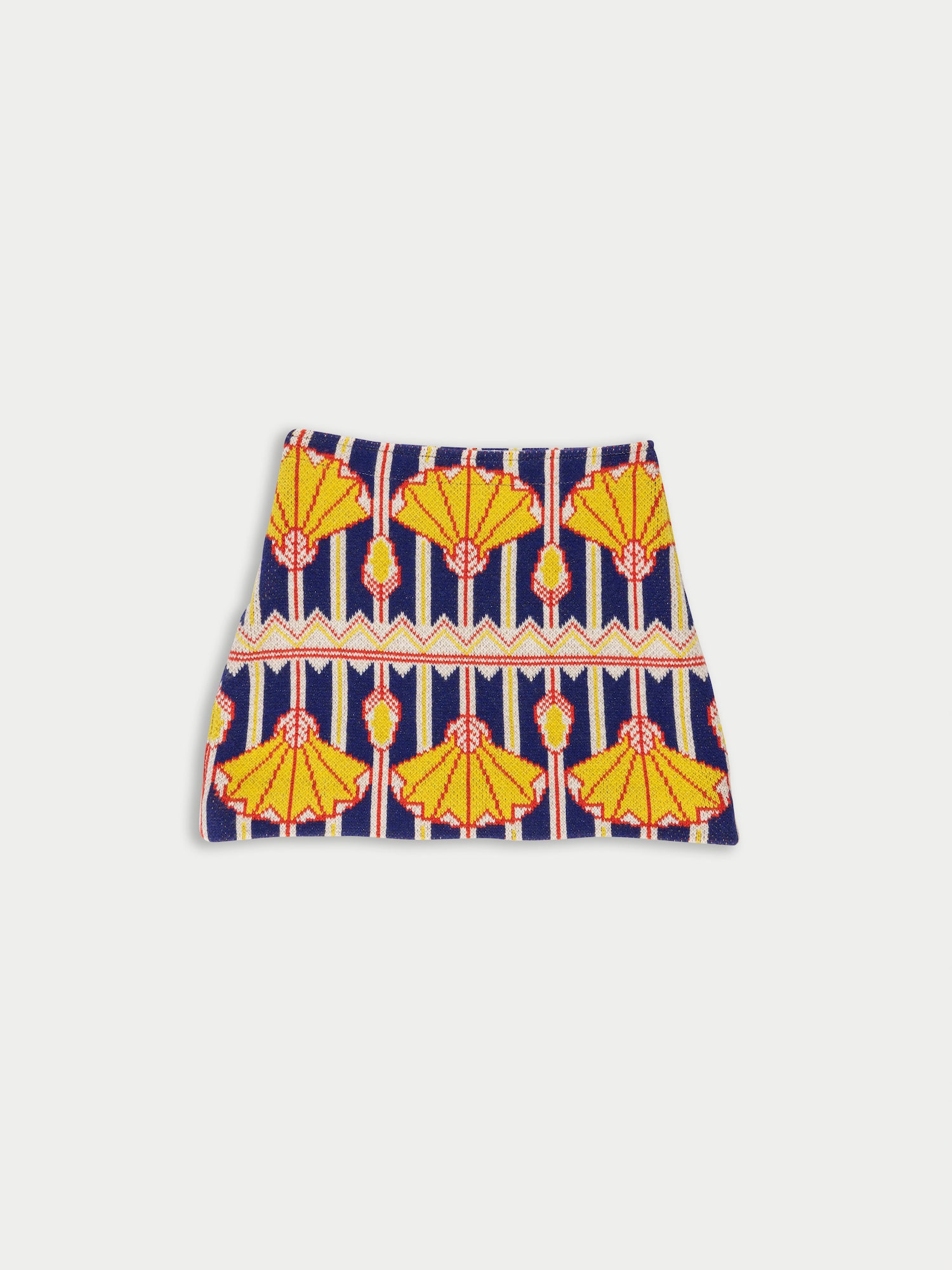 KLEY Knitted Mini Skirt - Navy / Yellow / Red / Ecru