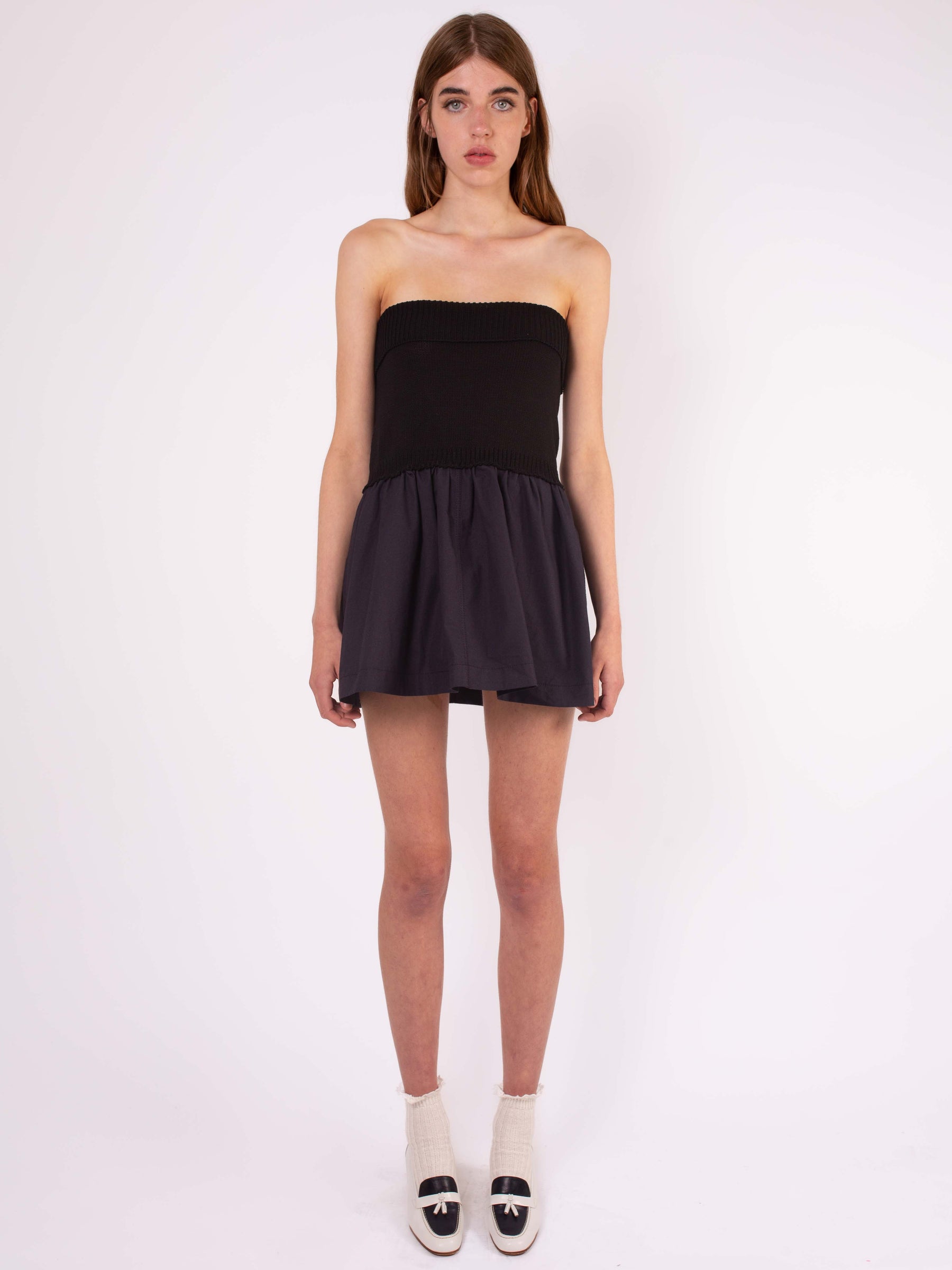 LETTIE Upcycled Bandeau Dress - Black / Navy