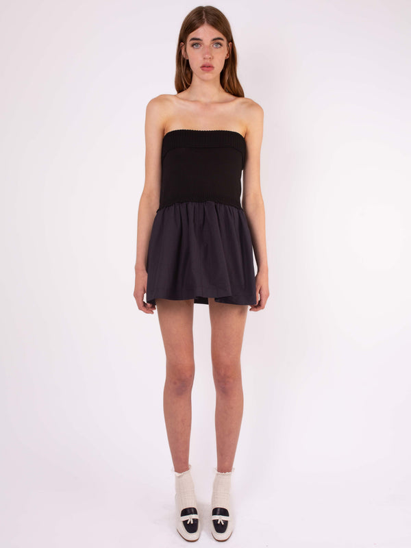 LETTIE Upcycled Bandeau Dress - Black / Navy