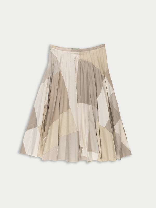 CECILE Upcycled Patchwork Kilt - Beige Patchwork