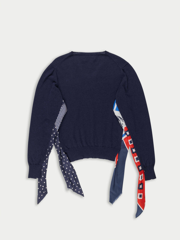 ROBBIE V-neck Sweater - Navy / Red