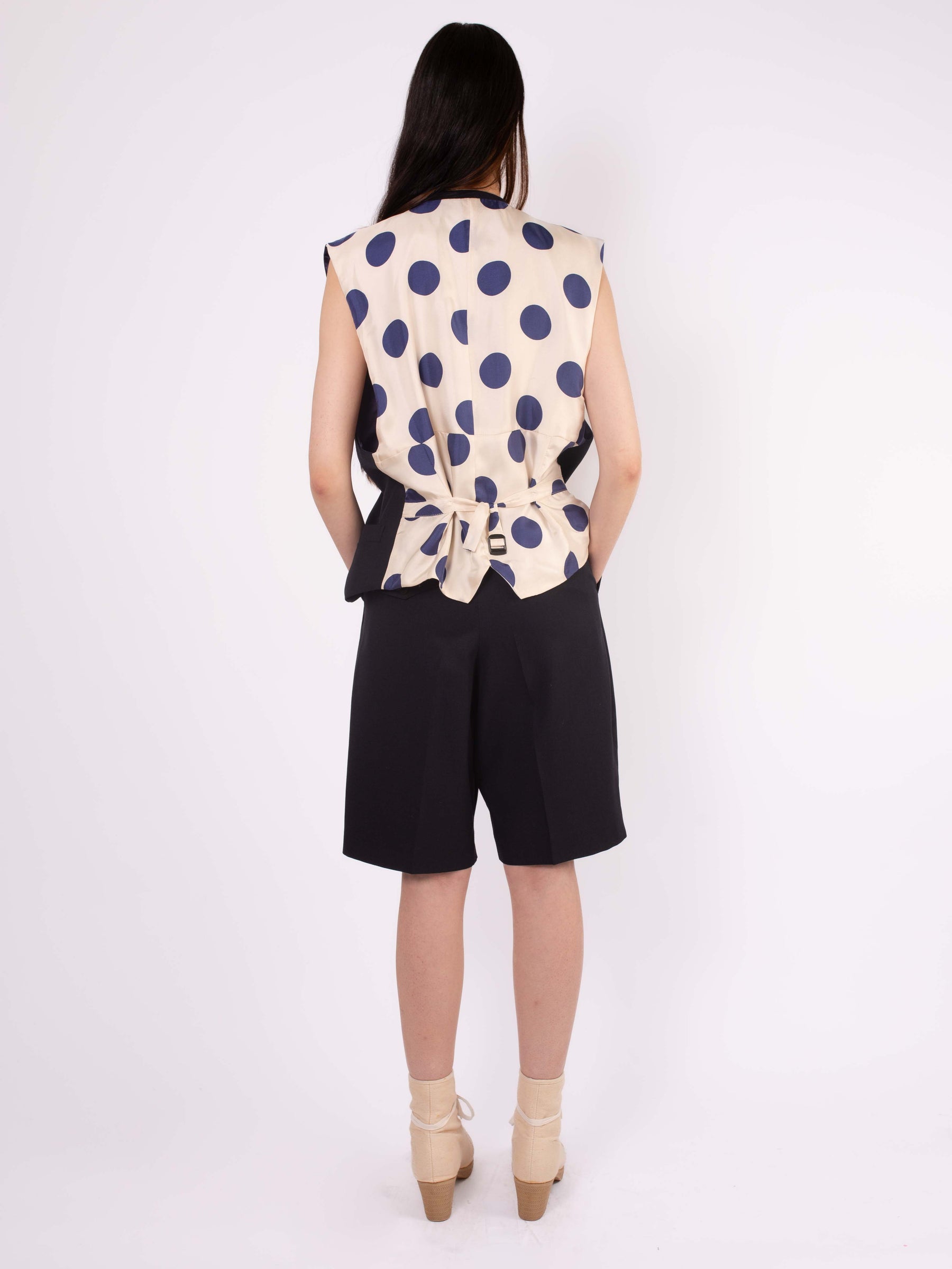 FLORE Sleeveless Tailored Vest - Navy