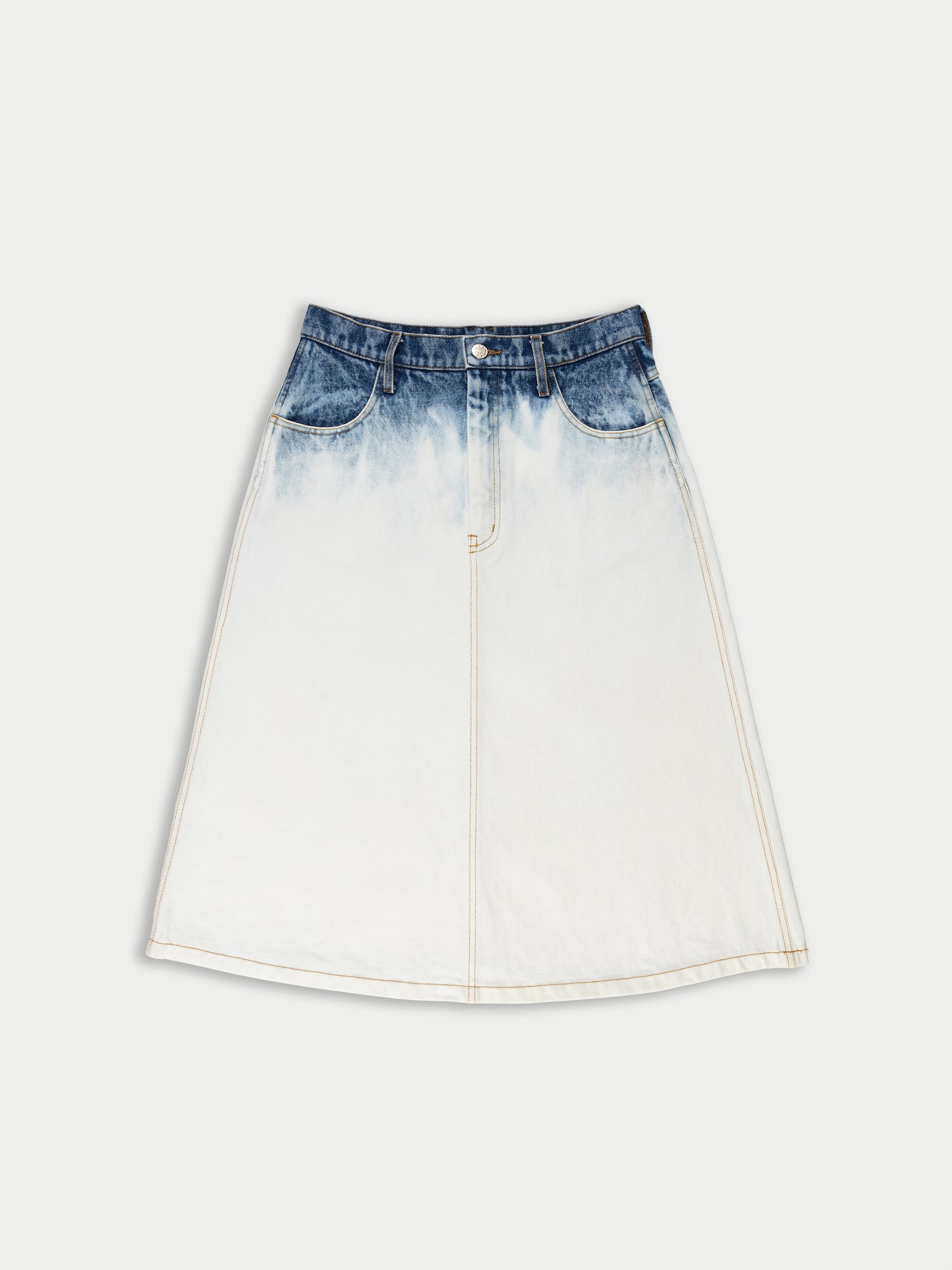 POPPY Denim Mid Length Skirt - Acid Denim