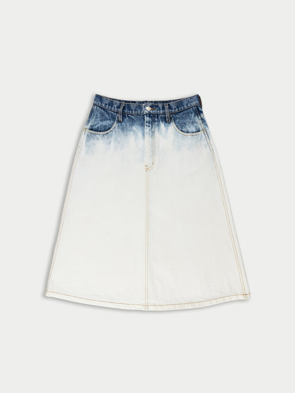 POPPY Denim Mid Length Skirt - Acid Denim