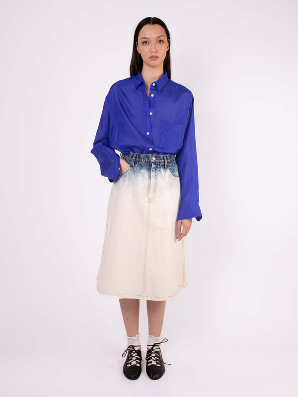 POPPY Denim Mid Length Skirt - Acid Denim