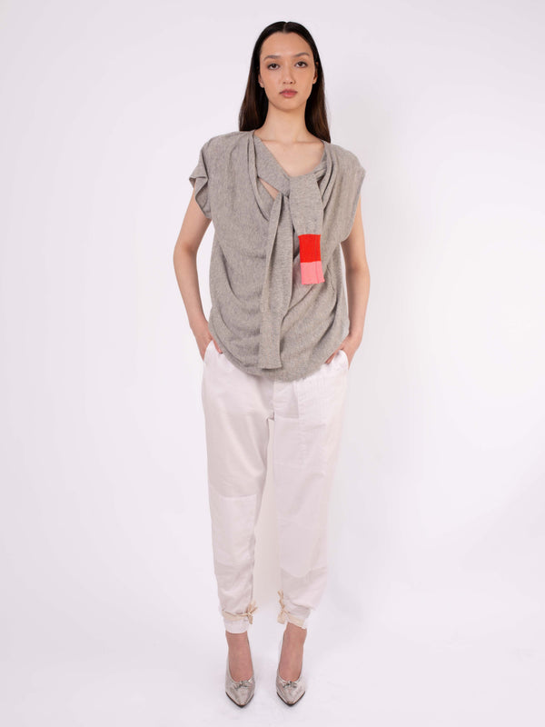 ROBERT Cotton Patched Trousers - White