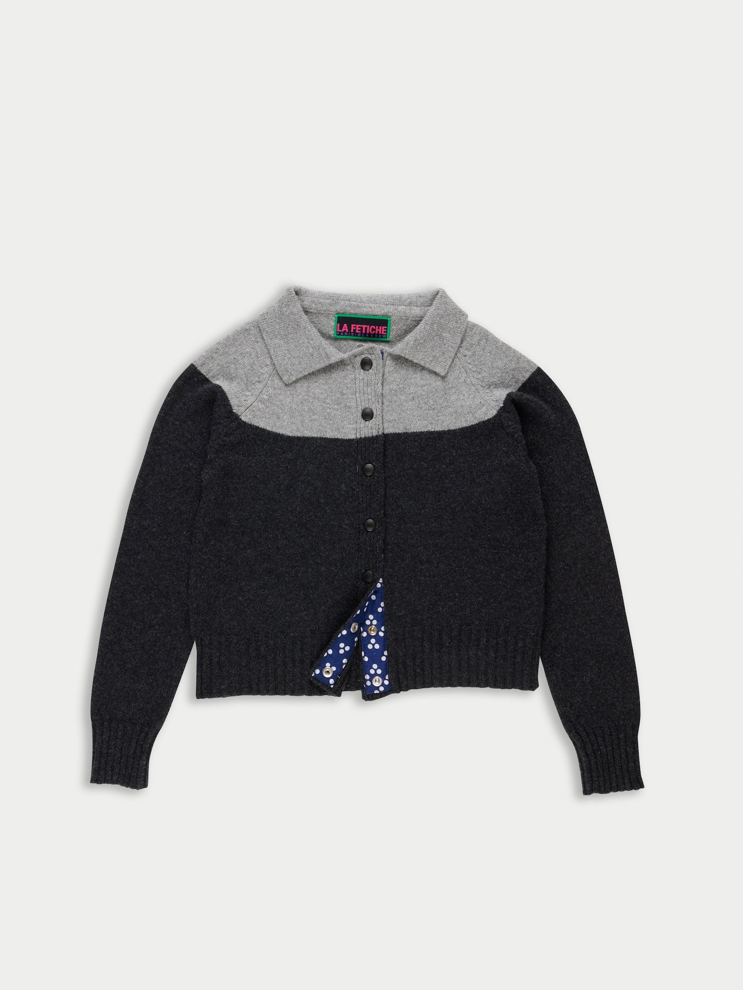 ANTONIO Graphic Yoke Cardigan - Charcoal / Grey