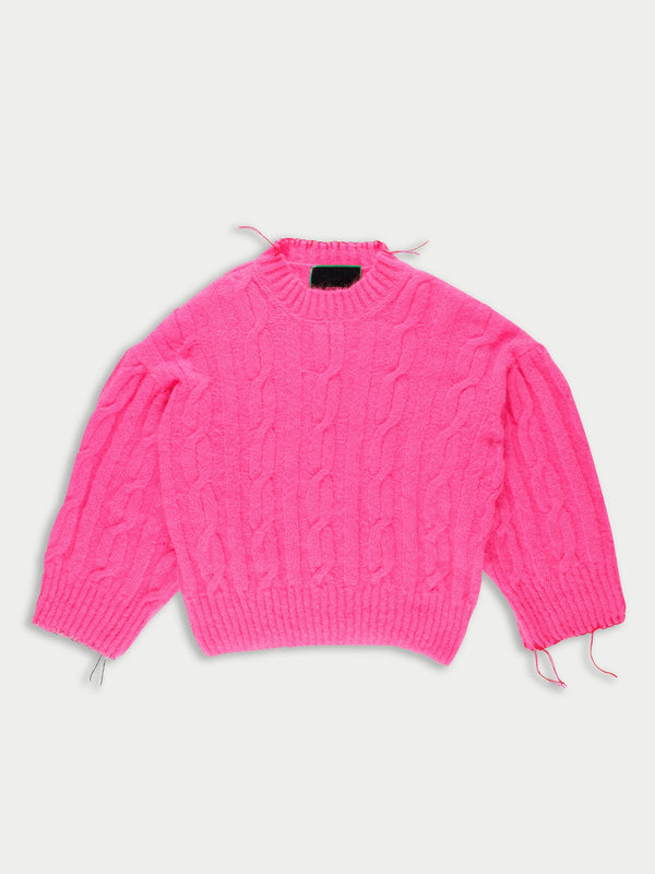 AURORA Cable Sweater - Neon Pink
