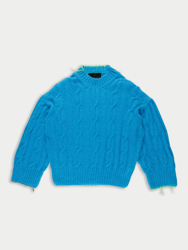 AURORA Cable Sweater - Electric Blue
