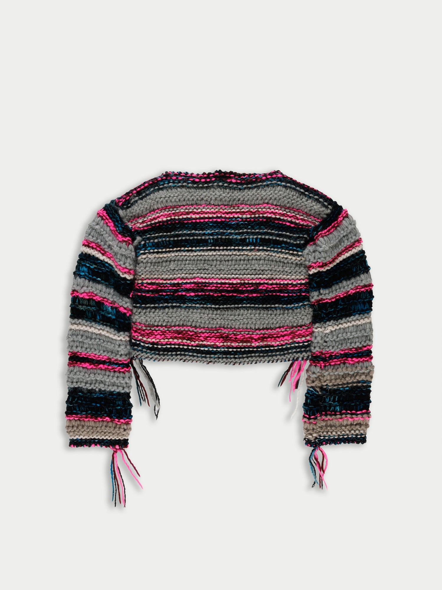 FLEUR Hand Knitted Cardigan - Grey / Navy / Blue / Neon Pink