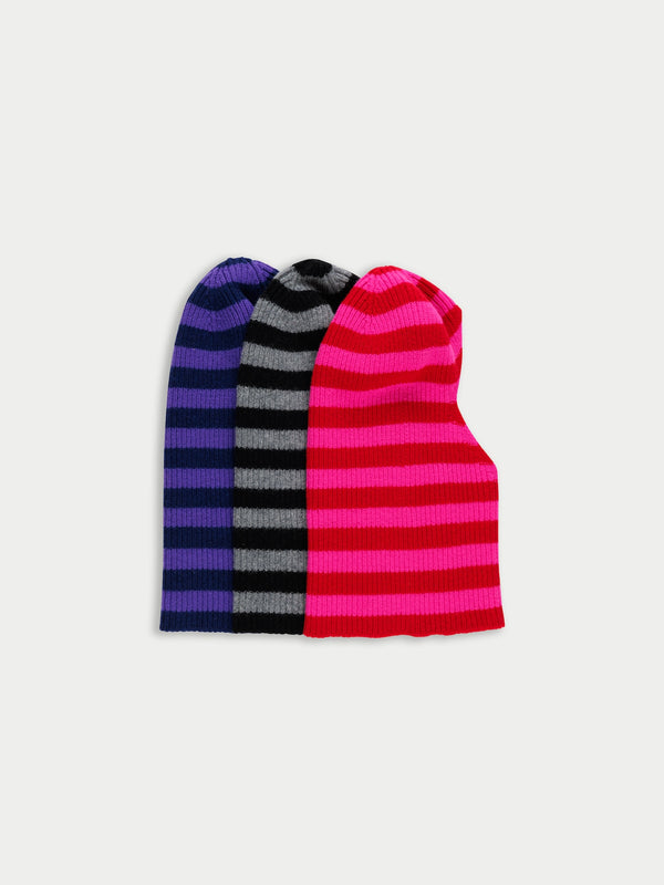 GASTON Striped Balaclava - Neon Pink / Red