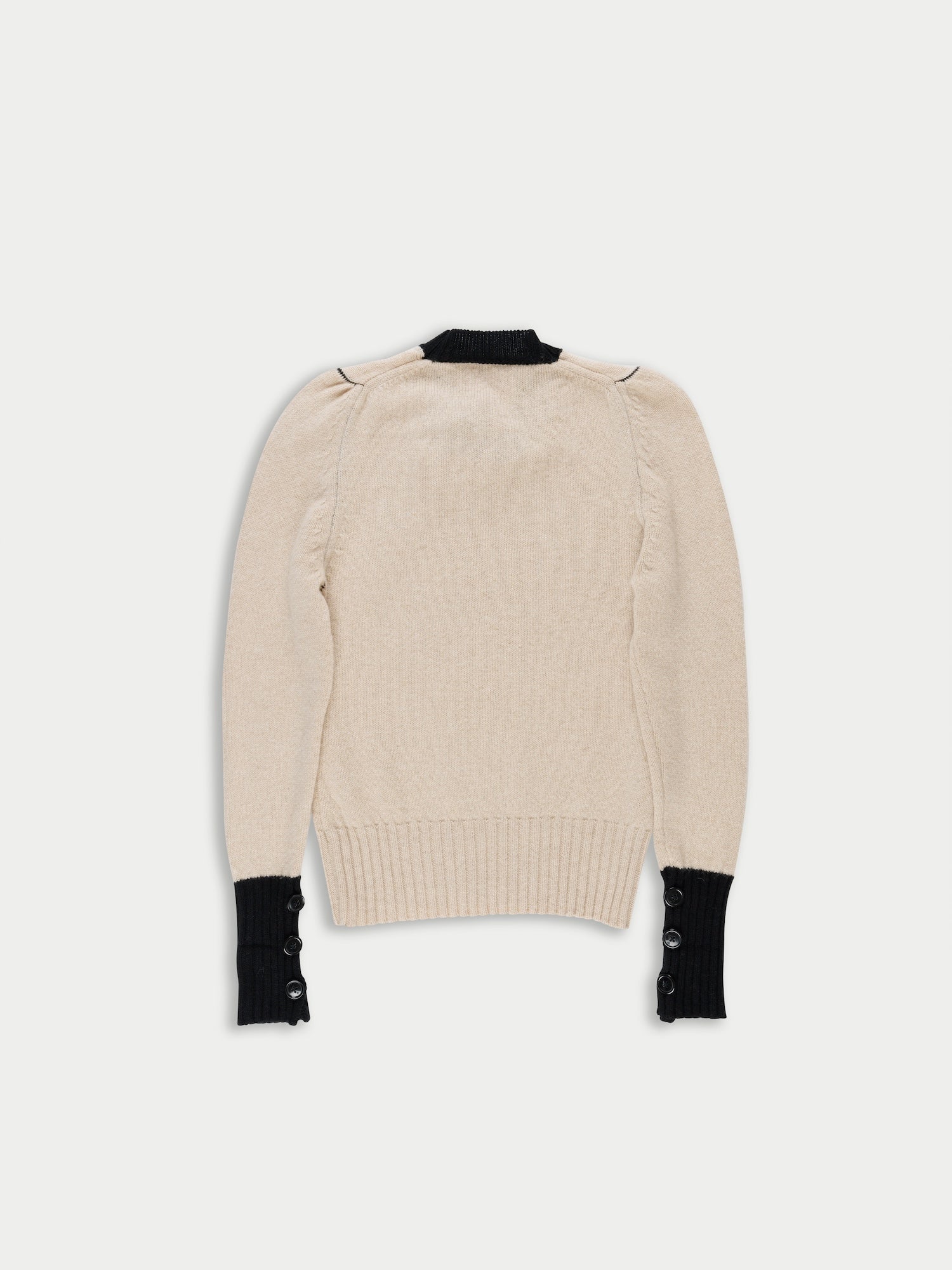 GLORIA Neck Tie Sweater - Oatmeal / Black