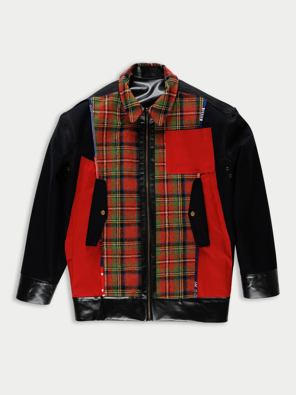 JAIME X Reversible Bomber Jacket - Black / Red Tartan