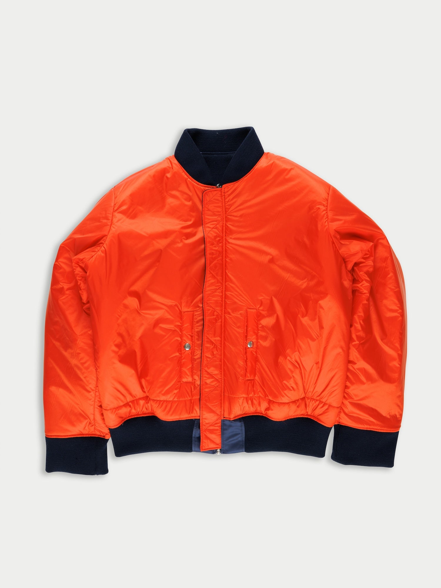 KIM X Oversized Bomber Jacket - Navy / Neon Orange