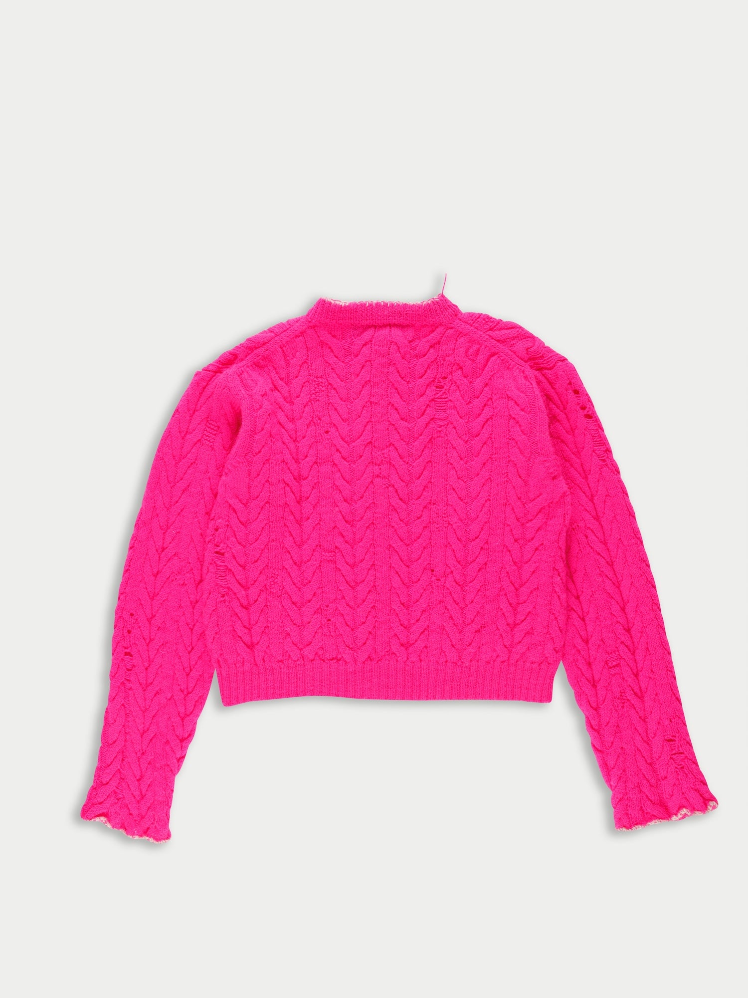 LISETTA Cable Knit Cardigan - Neon Pink