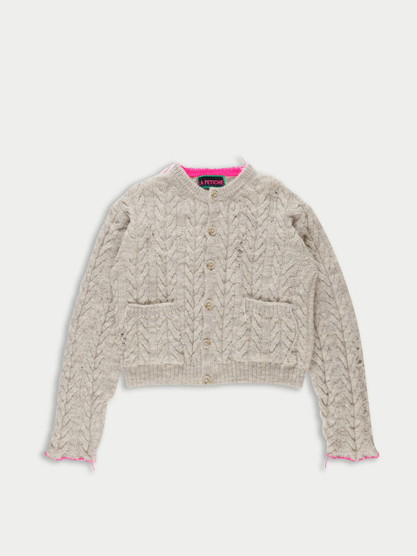 LISETTA Cable Knit Cardigan - Grey