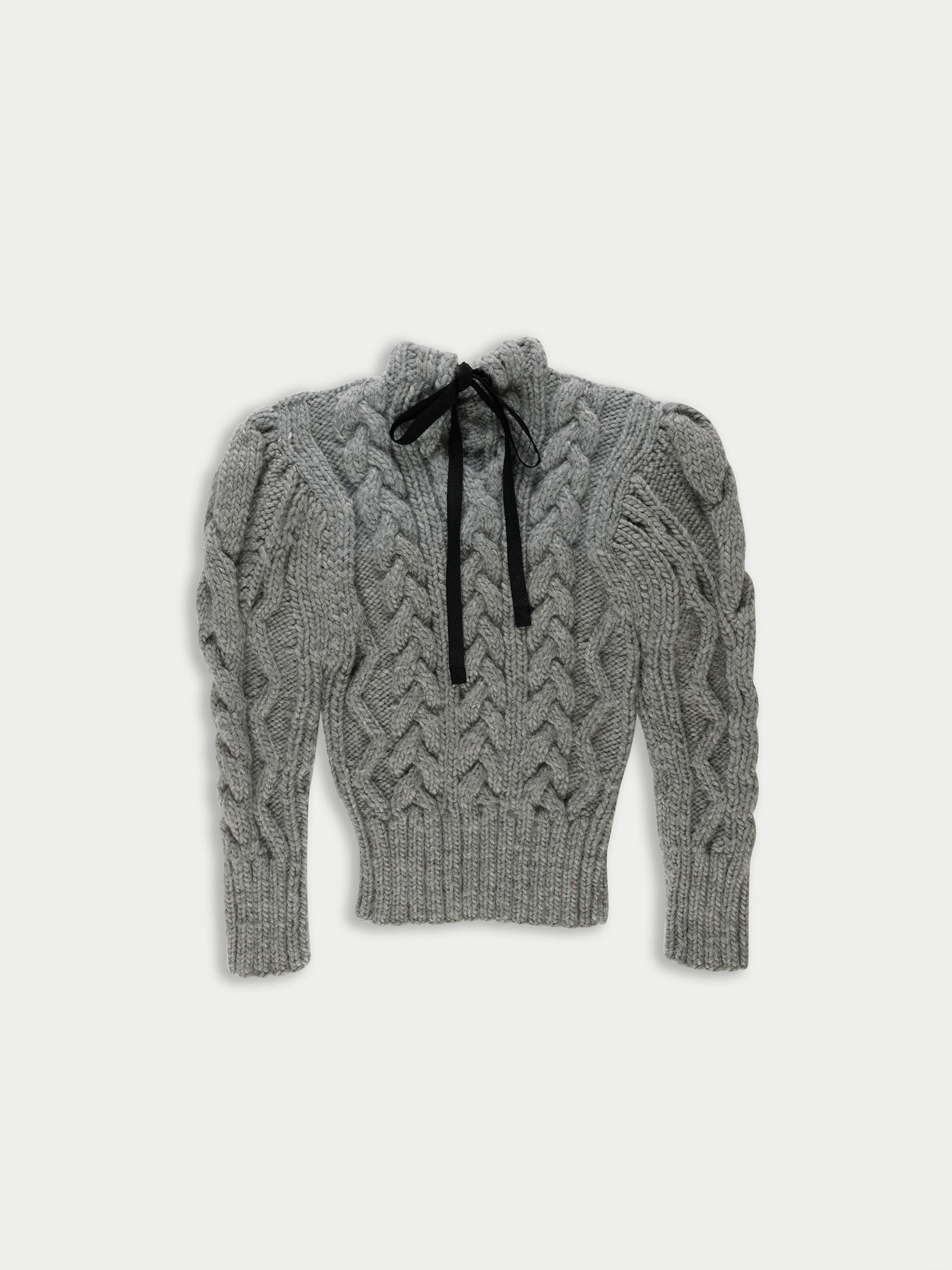 WINONA Hand Knitted Cable Sweater - Grey