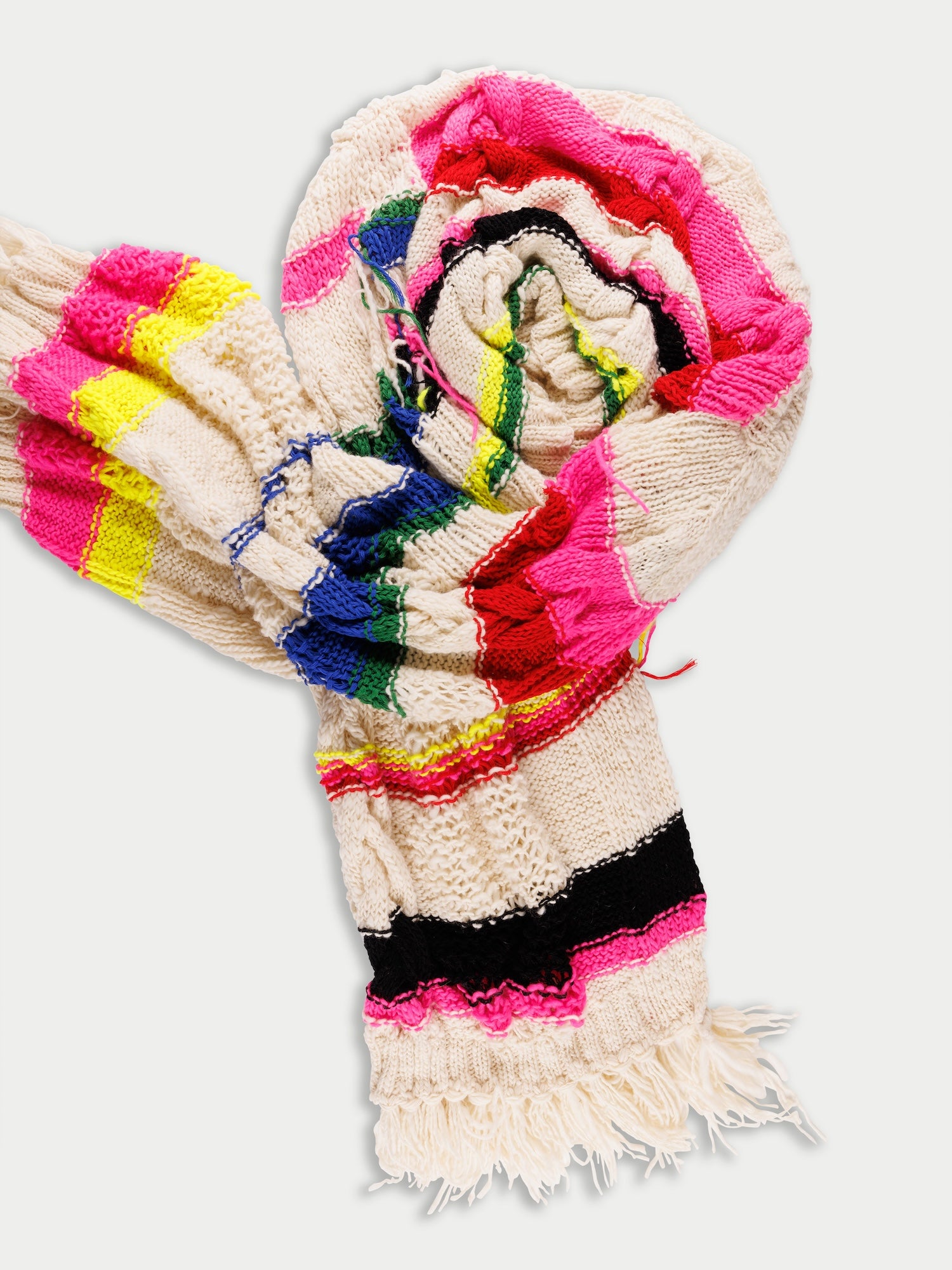 LUCIE Hand Knitted Shawl - Ecru / Multico