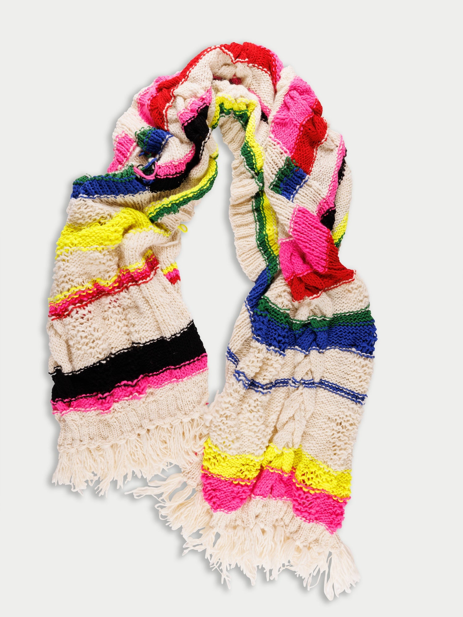 LUCIE Hand Knitted Shawl - Ecru / Multico