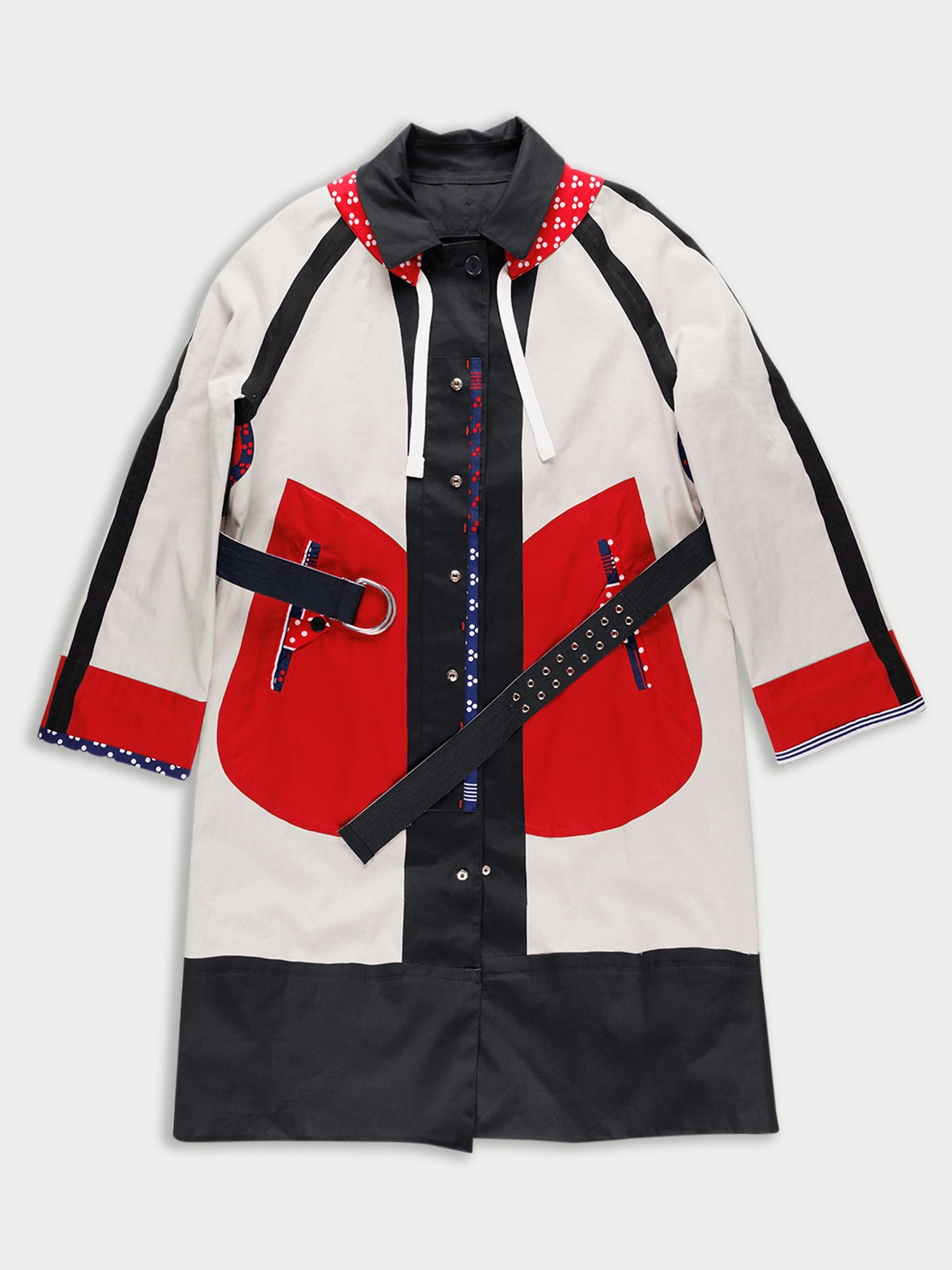 IDA Cotton Trench Coat - Black / Ecru