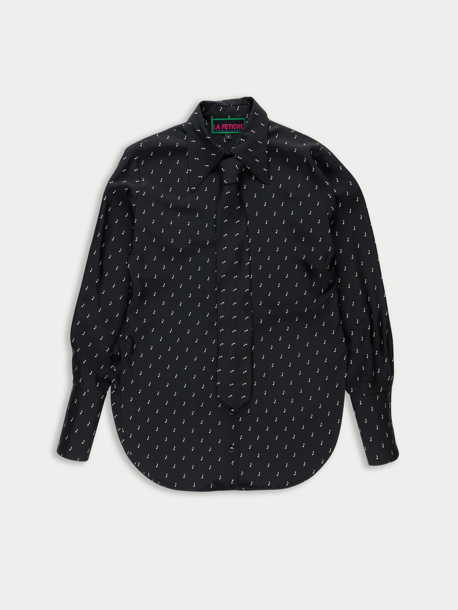 TASHA Music Note Printed Blouse - Black / White