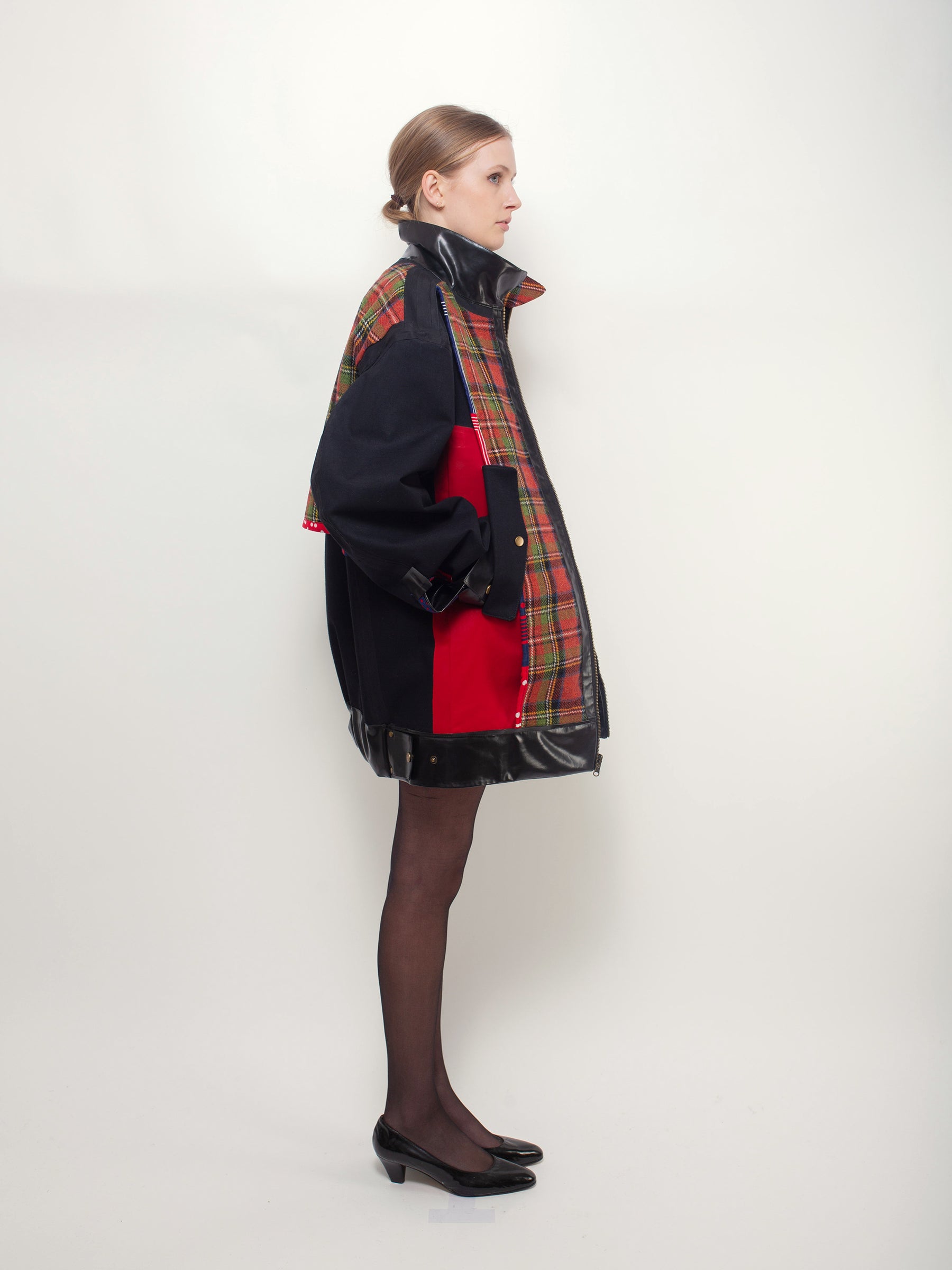 JAIME X Reversible Bomber Jacket - Black / Red Tartan