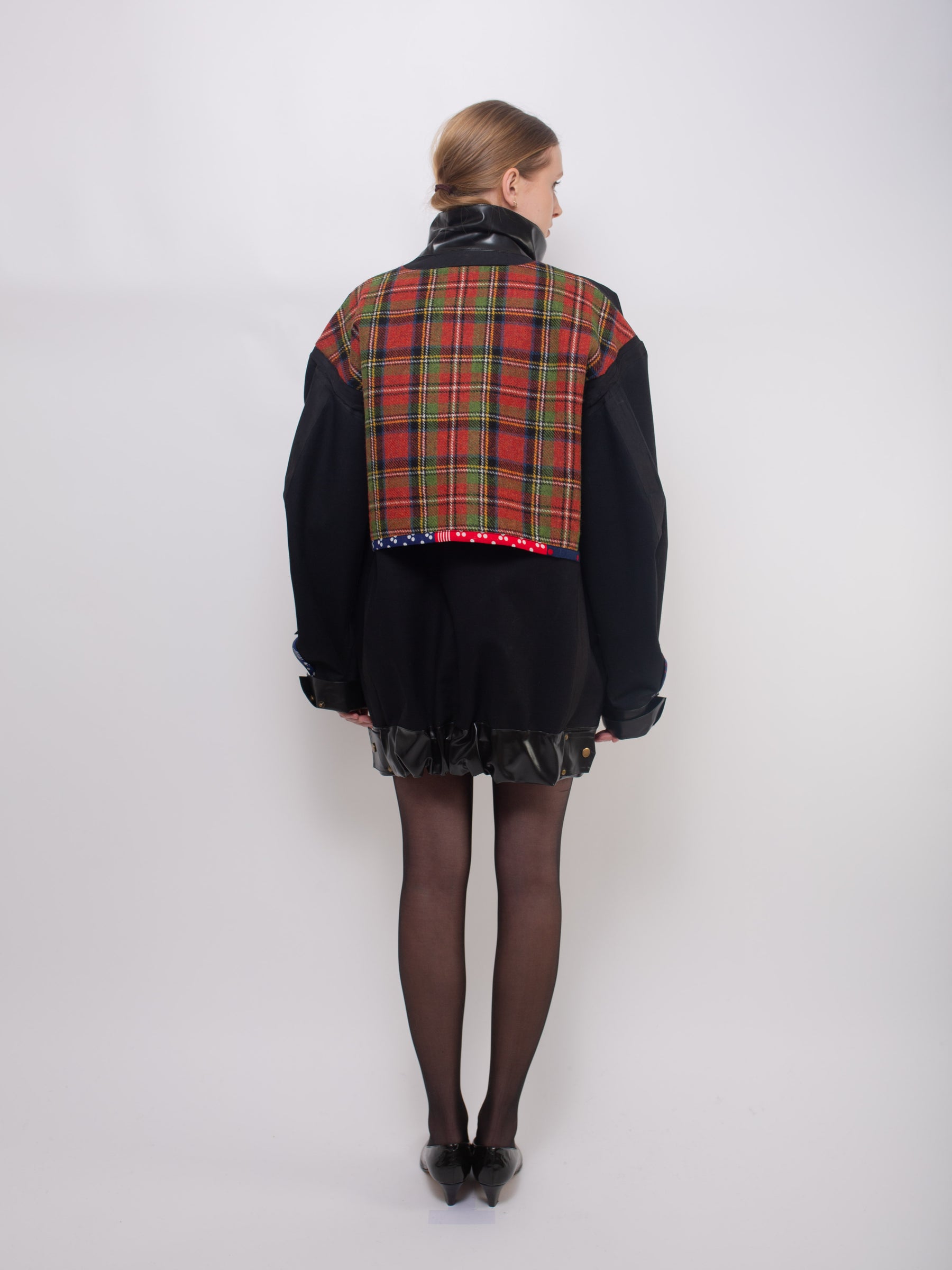 JAIME X Reversible Bomber Jacket - Black / Red Tartan