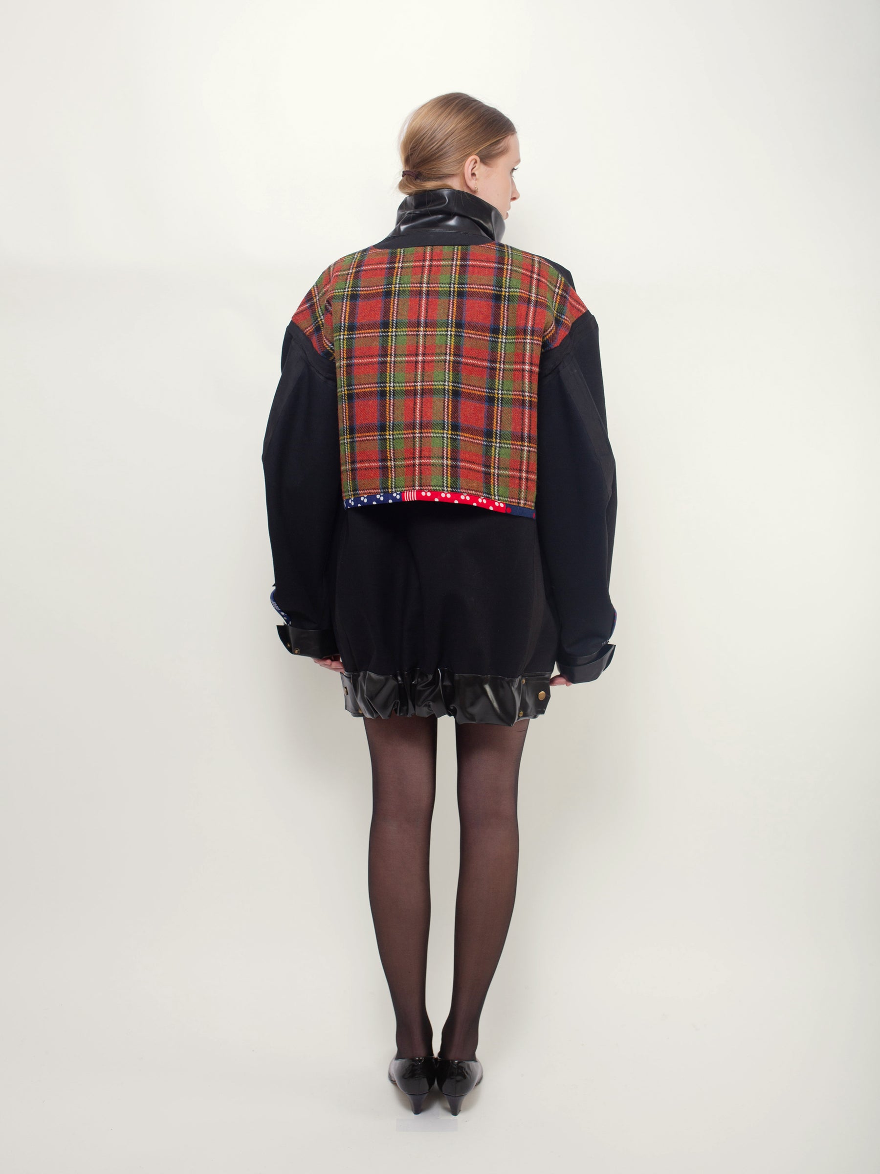 JAIME X Reversible Bomber Jacket - Black / Red Tartan