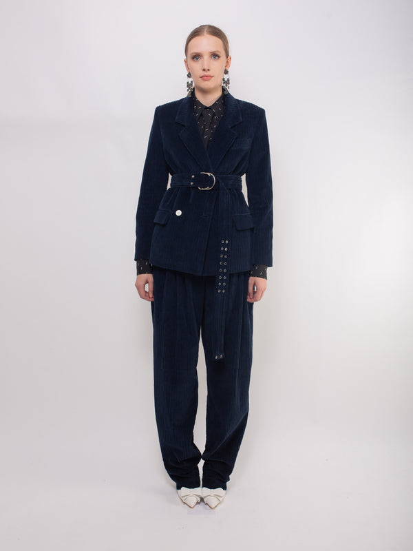CAMILLE Corduroy Blazer - Navy