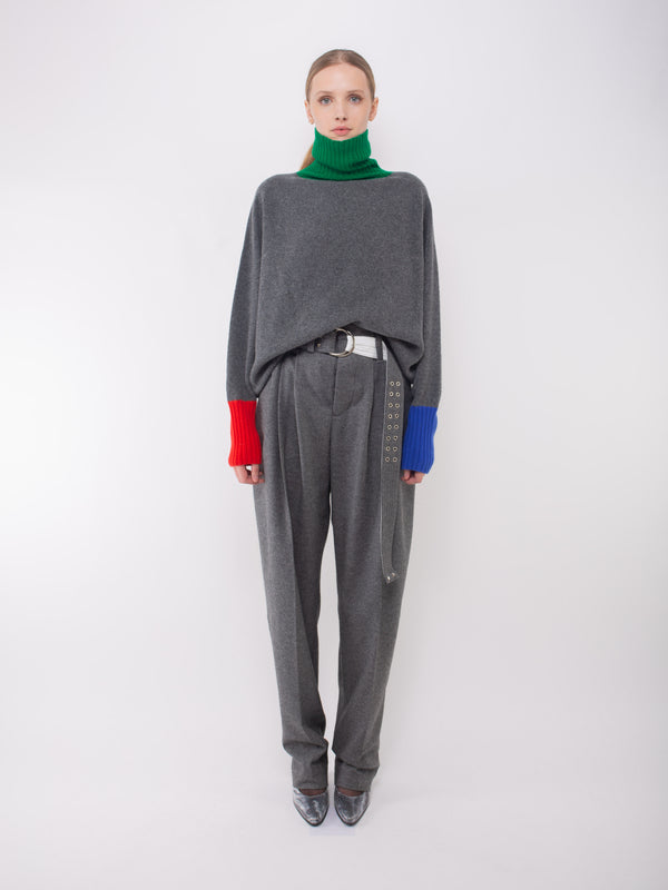 ANGELA Pleated Trousers - Flannel Grey