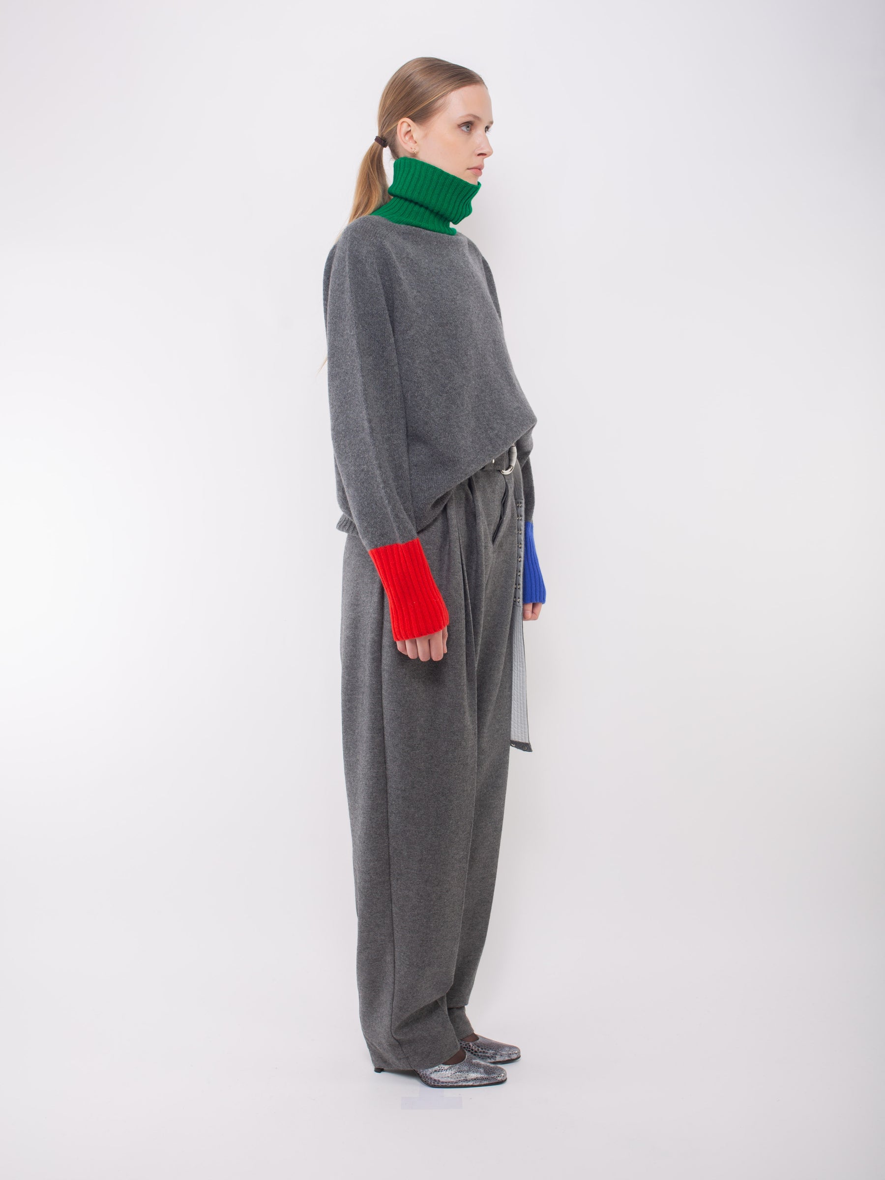 ANGELA Pleated Trousers - Flannel Grey