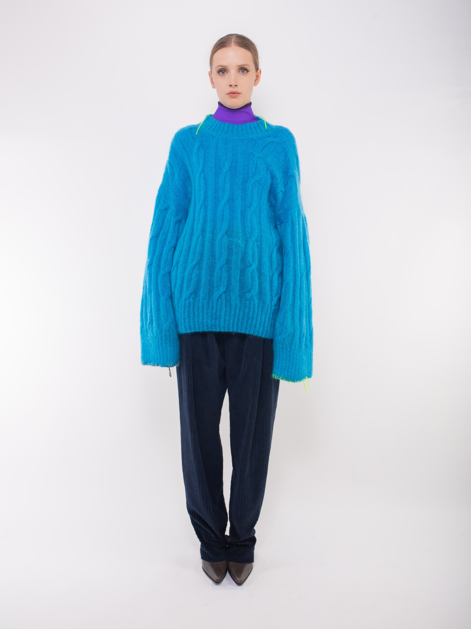 AURORA Cable Sweater - Electric Blue