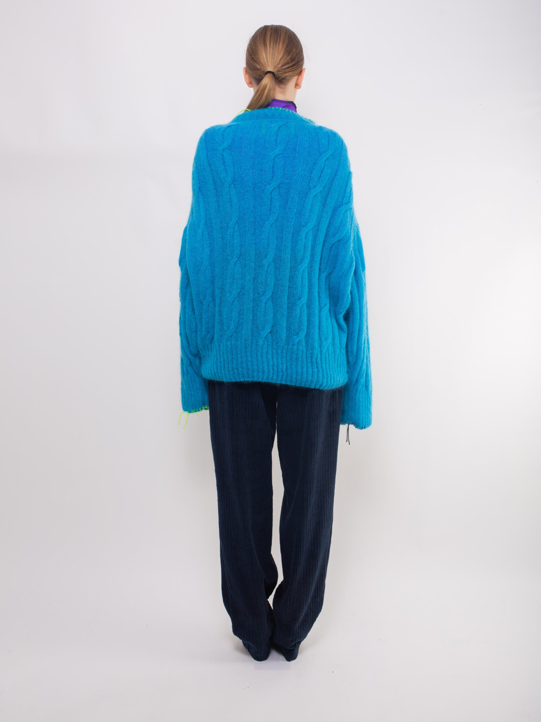 AURORA Cable Sweater - Electric Blue