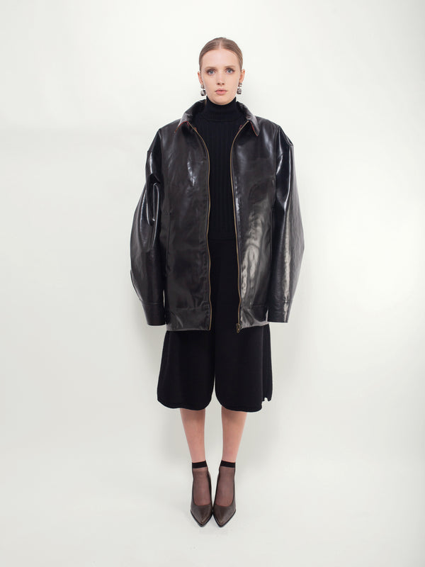 JAIME X Reversible Bomber Jacket - Black / Red Tartan