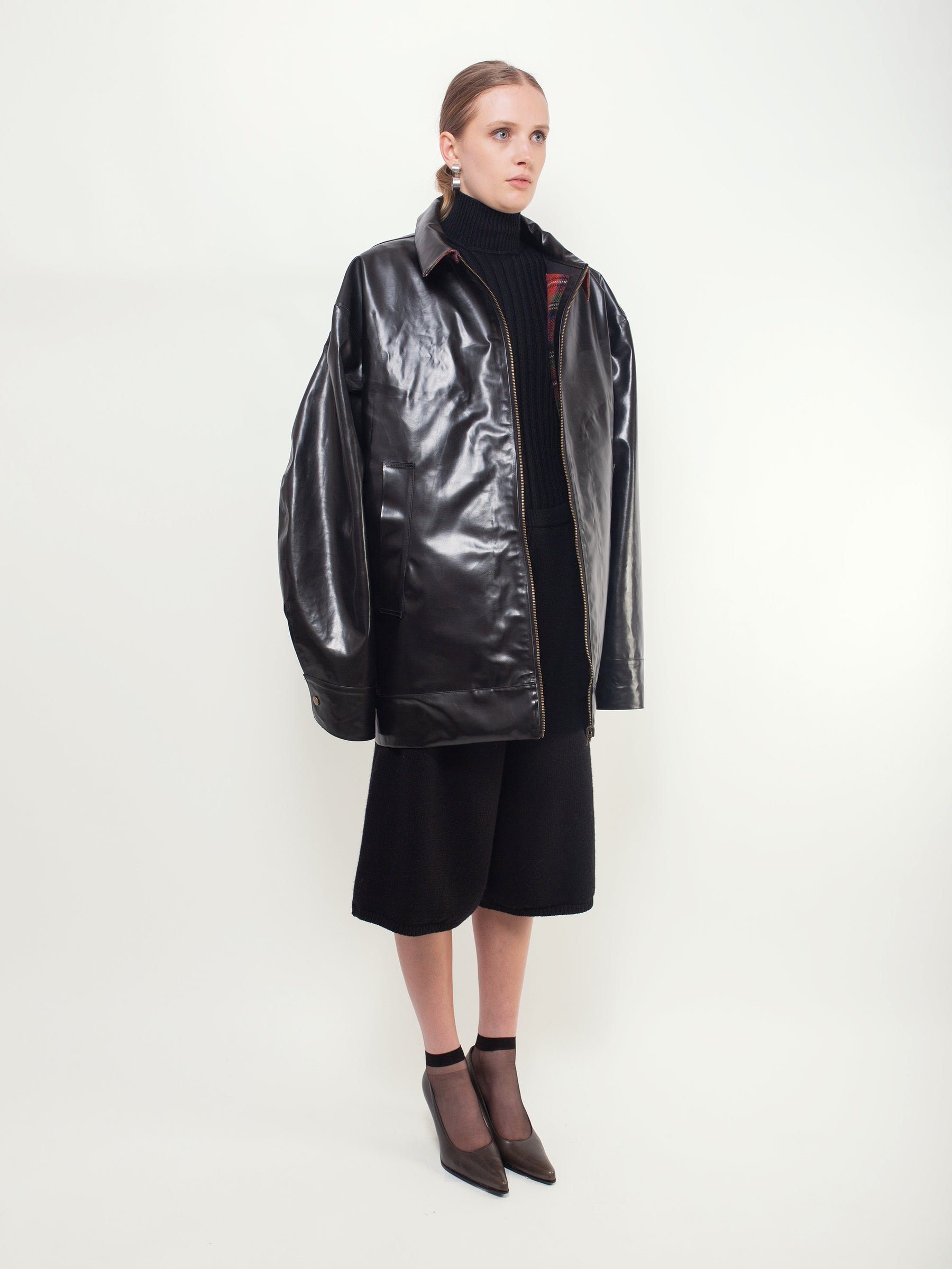 JAIME X Reversible Bomber Jacket - Black / Red Tartan
