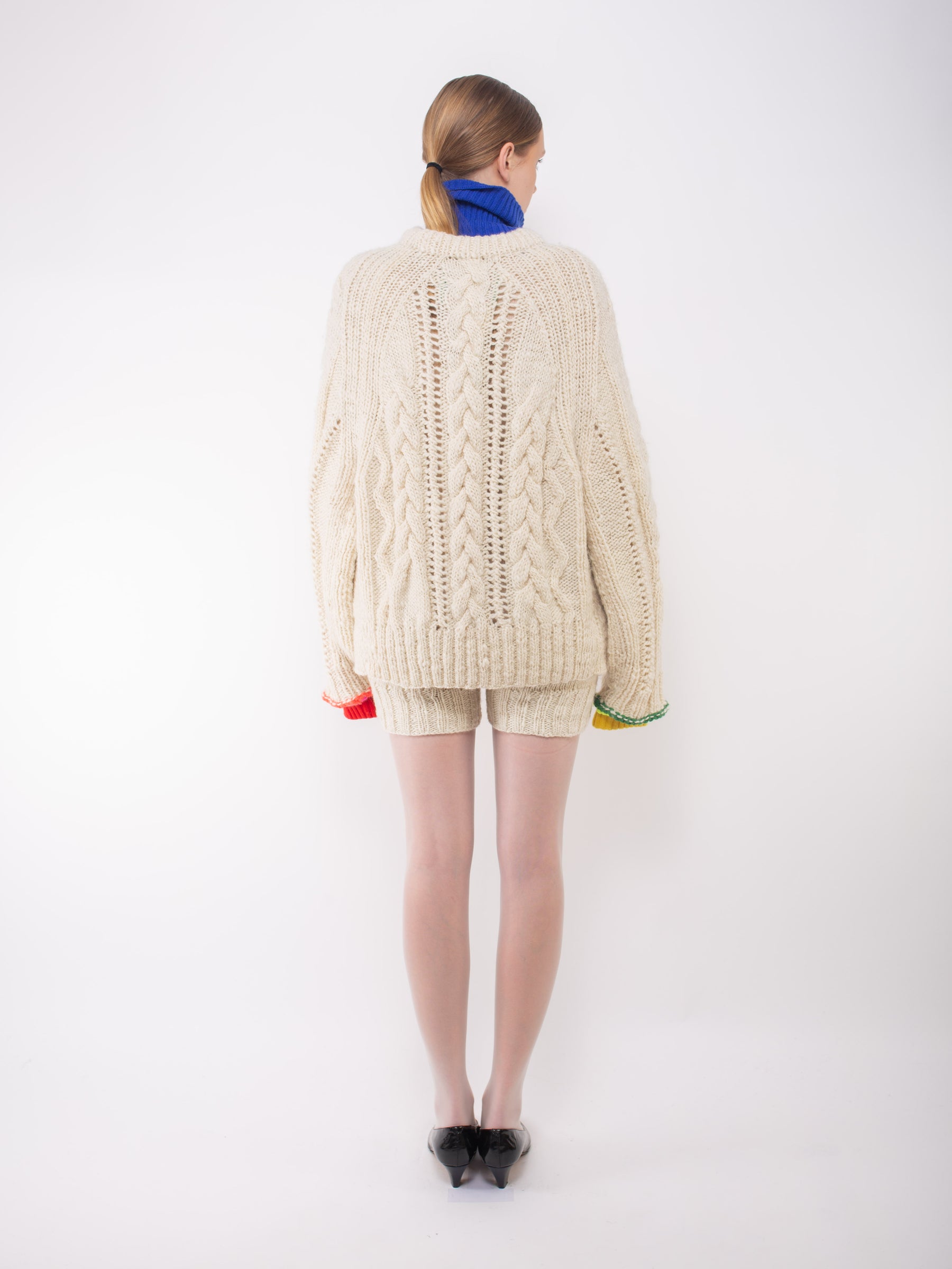MARIANNE Hand Knitted Cable Sweater - Ecru