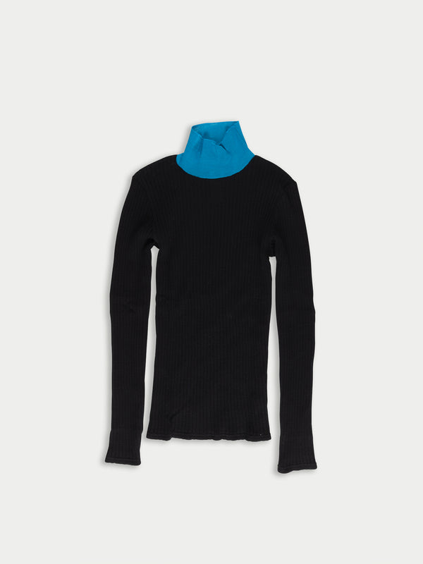 FREDERIQUE Ribbed Fine Weight Top - Black