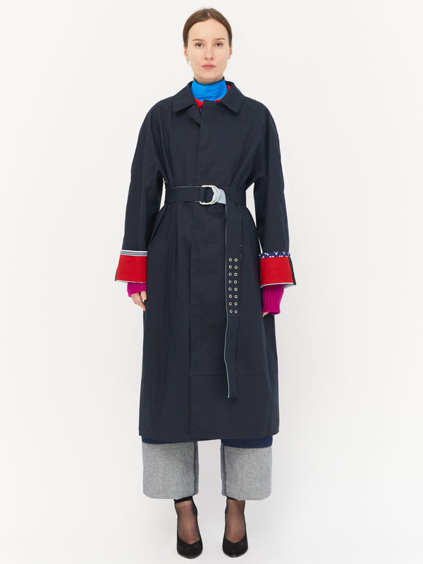 IDA Cotton Trench Coat - Black / Ecru