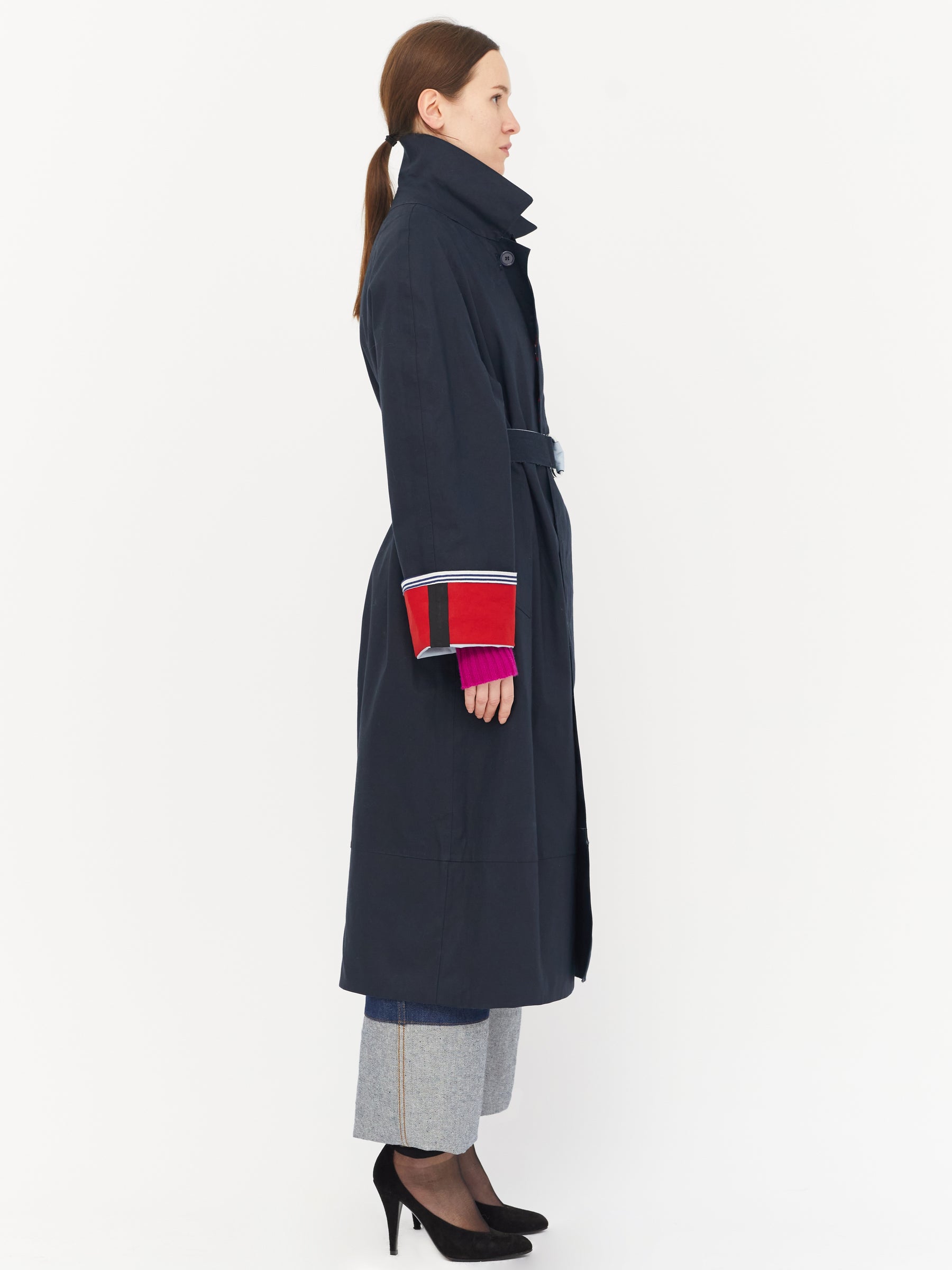 IDA Cotton Trench Coat - Black / Ecru