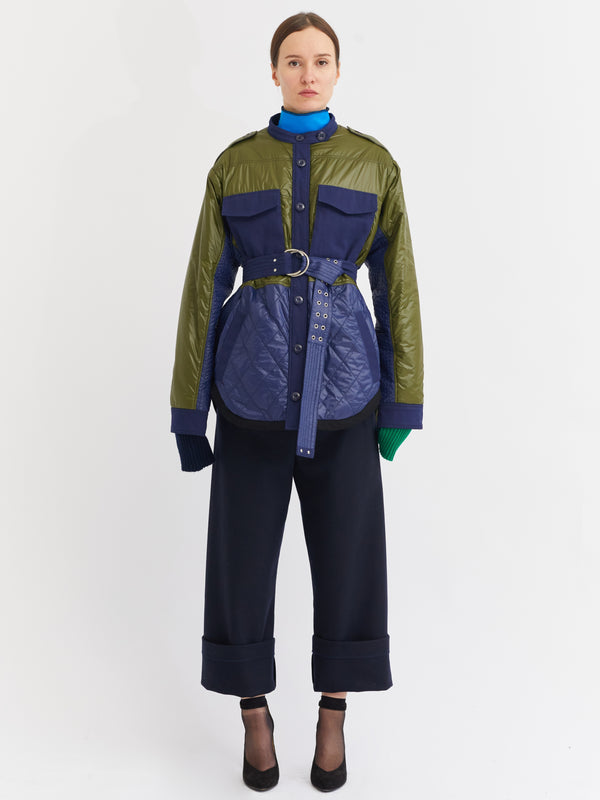 ORSON Nylon Padded Jacket - Khaki / Navy
