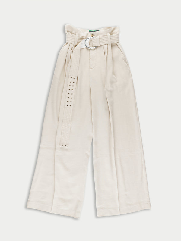 ANGIE Pleated Trousers - Ecru