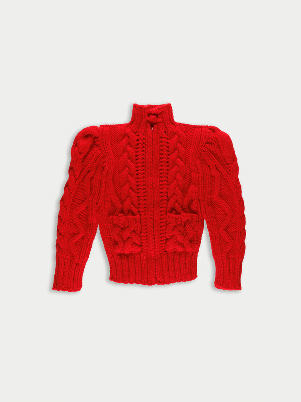 CARA Cable Cardigan - Red