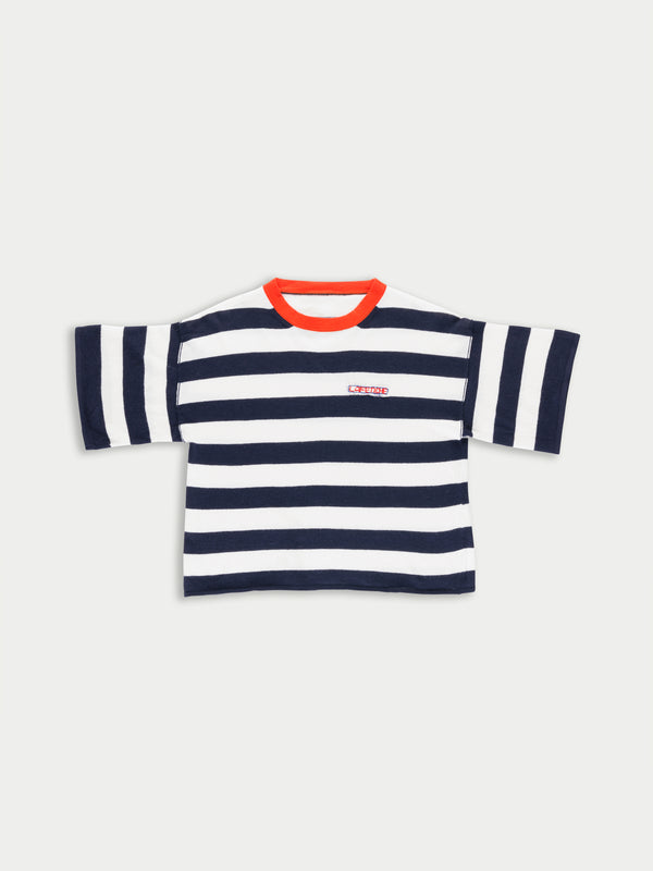 ELIO Striped T-shirt - Navy / Ecru / Red